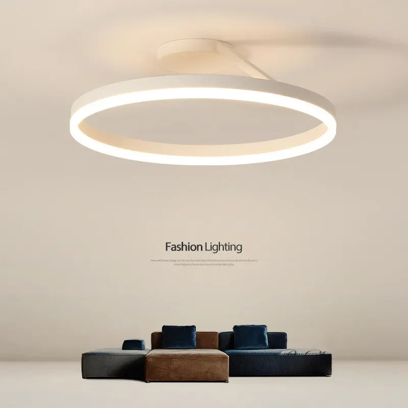 Afralia™ Minimalist Round LED Ceiling Chandelier | Aluminum Living Room Bedroom Light Fixtures