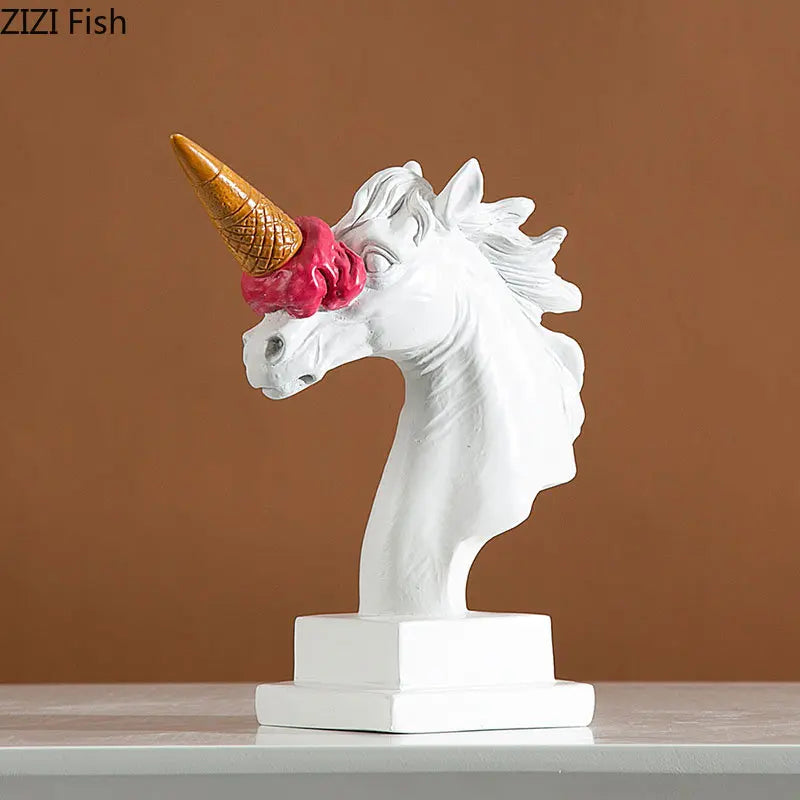 Afralia Ice Cream Horsehead Statue for Modern Home Decor