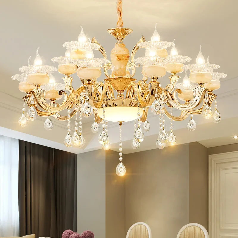 Afralia™ 6-Light LED Dolomite Chandelier for Foyer, Living Room, Kitchen - Modern Ceiling Lighting