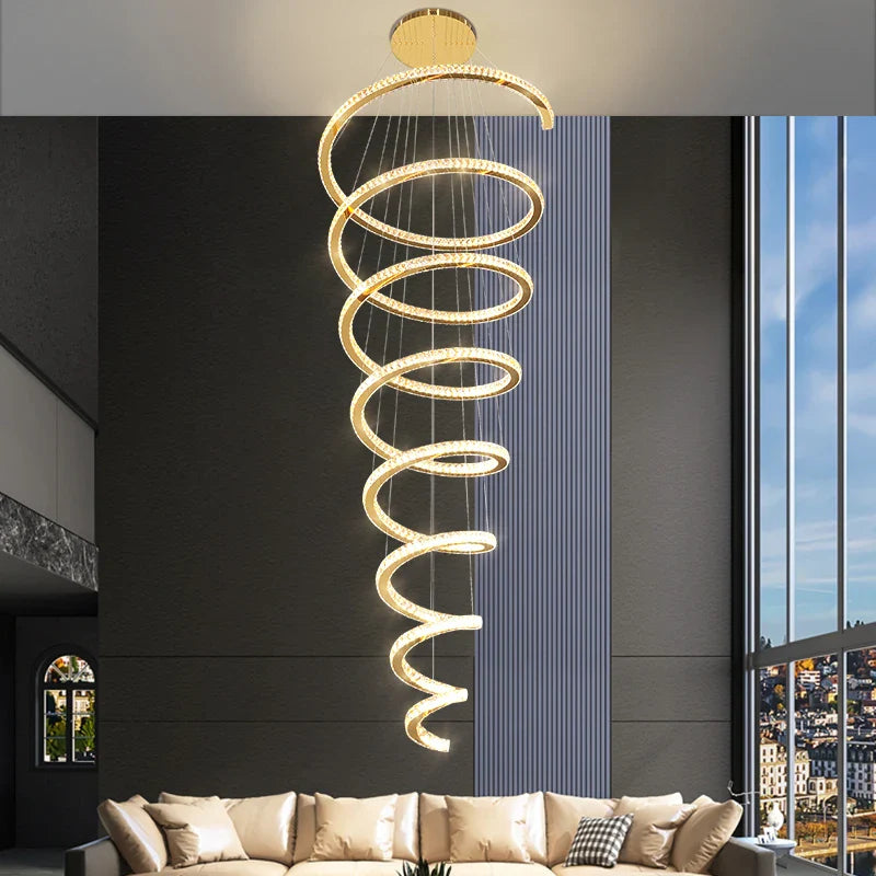Afralia™ Crystal Duplex Ring Pendant Light Chandelier