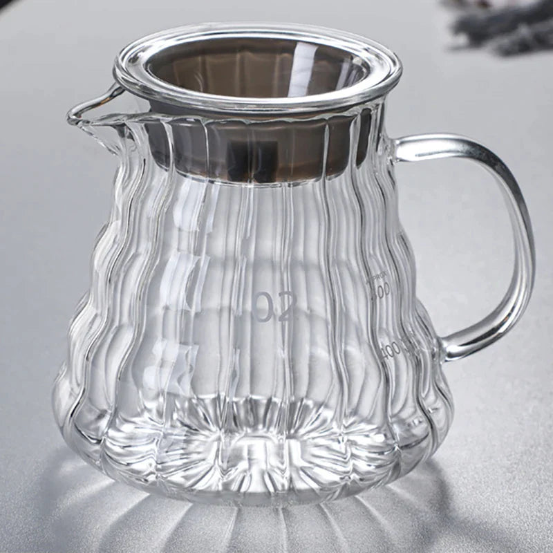 Afralia™ Glass Coffee Carafe, 600ml Pour Over Pot with Rubber Lid