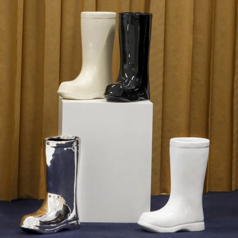 Afralia™ Ceramic Shoe Vase for Stylish Flower Arrangement and Home Decoration