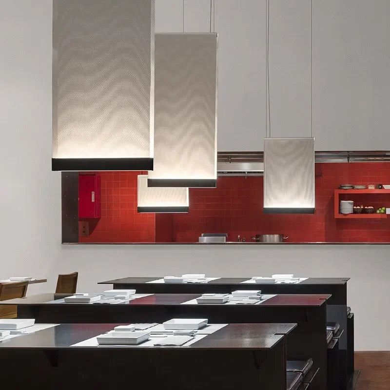 Afralia™ Square Knit Fabric Pendant Light Fixture for Dining Room and Kitchen