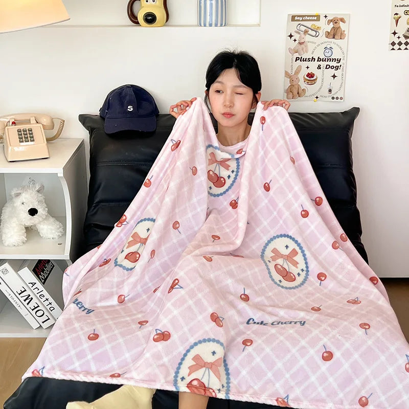 Afralia™ Double-Sided Thin Velvet Printed Blanket for Adults - Spring Autumn Bedding & Sofa Decor