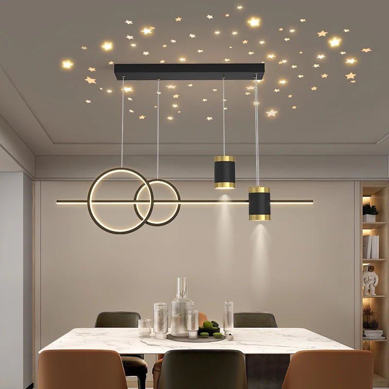 Afralia™ Starry LED Pendant Light for Luxury Dining Room, Kitchen, Bar Chandeliers