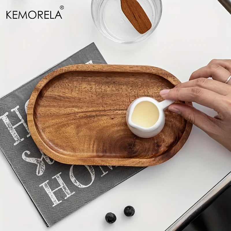 Japanese-Inspired Wooden Tray for Desserts and Snacks