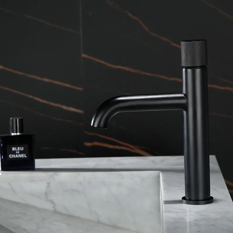 Afralia™ Brushed Gold Basin Faucet: Solid Brass Hot Water Mixer Sink Tap