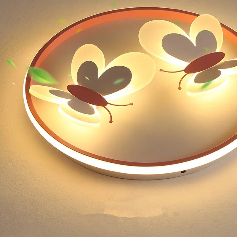 Afralia™ Butterfly Pink Ceiling Light for Kids Room & Study, Creative Decorative Lamp