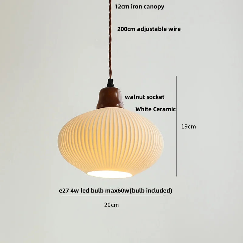 Afralia™ Wood & Ceramic LED Pendant Light for Kitchen Dining Room Decor