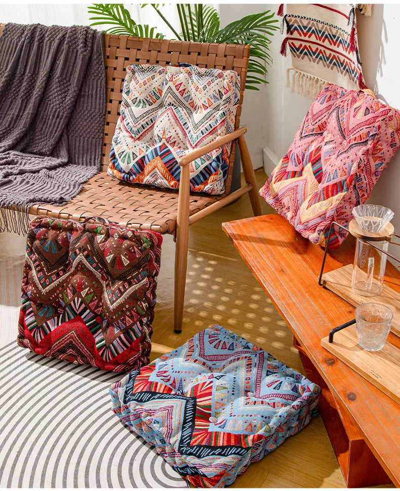 Afralia™ Boho Square Floor Pillows for Adults and Kids - Large Seating Cushions for Home Decor