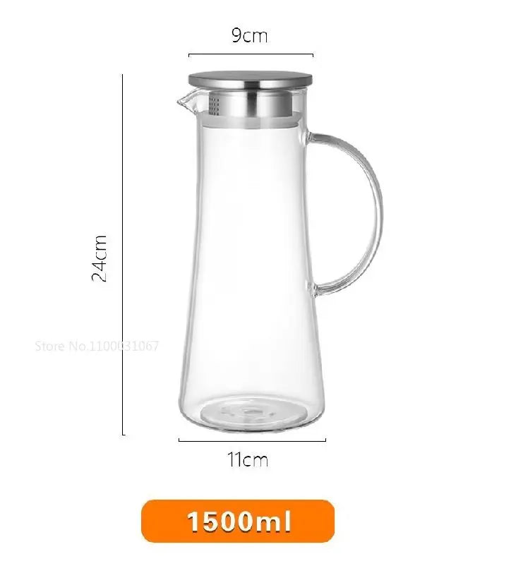 Afralia™ Glass Pitcher with Lid, Heat Resistant Water Carafe for Hot/Cold Beverages