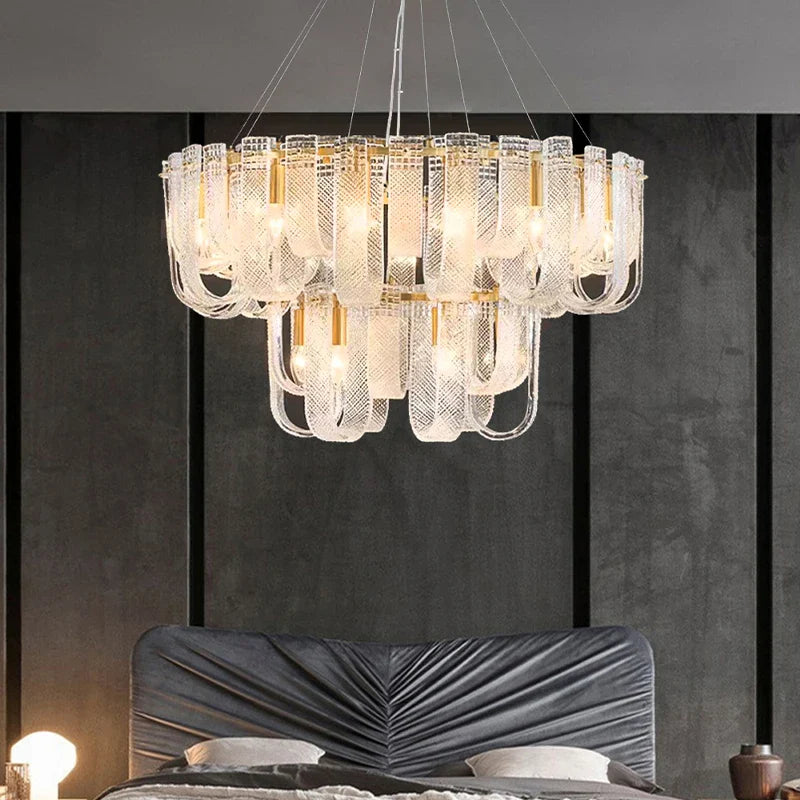 Afralia™ Dimmable LED Copper Ceiling Chandelier for Luxurious Living Room Lighting