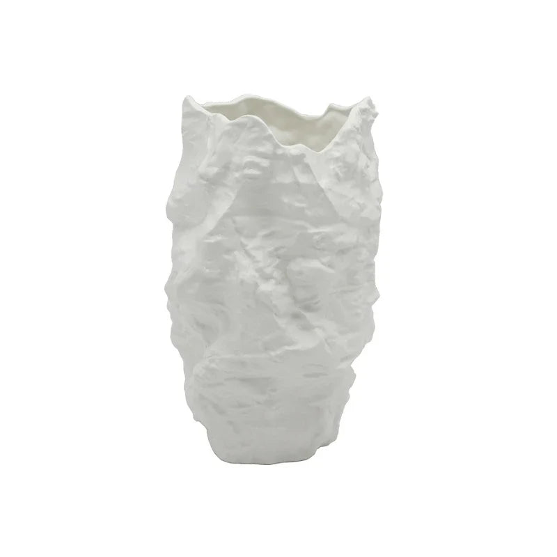 Afralia™ Stone Grain Black White Ceramic Vase for Flower Arrangement Craft Ornaments