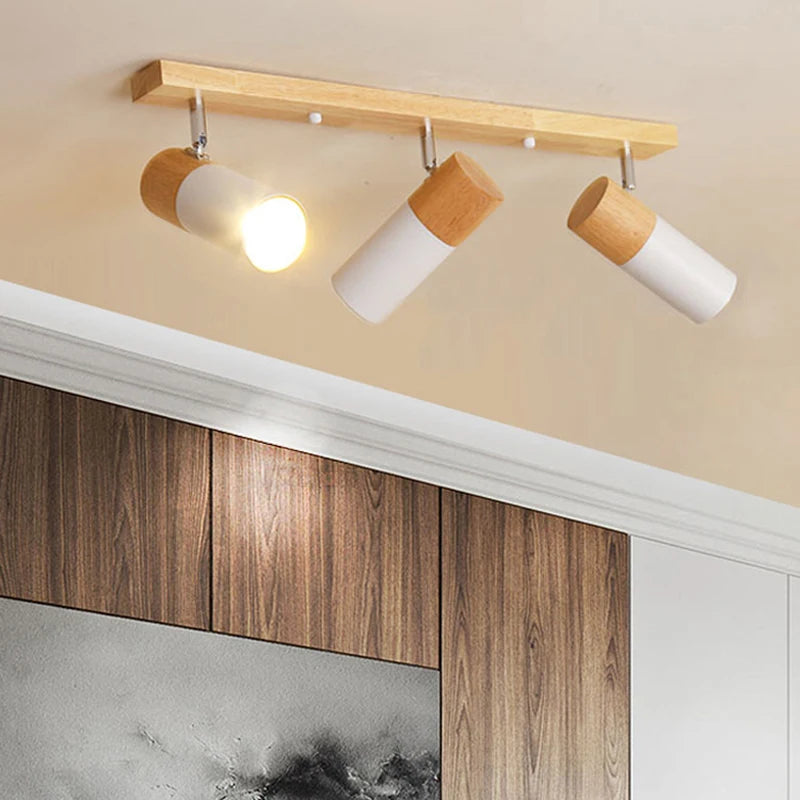 Afralia™ Nordic Wooden Ceiling Spotlight - Adjustable Rotatable Lighting Fixture for Versatile Home Illumination