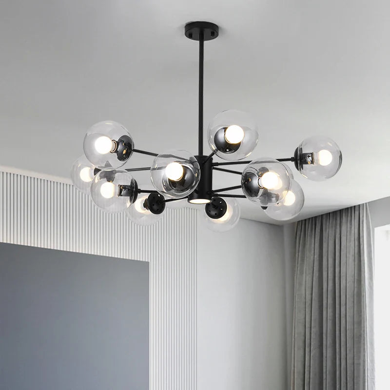 Afralia™ Glass Ball LED Chandelier for Bedroom Dining Room - Elegant Ceiling Pendant Lamp