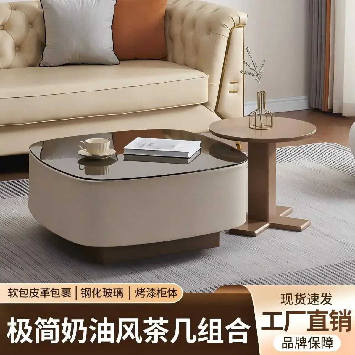 Afralia™ Minimalist Round Marble Coffee Table Glass Modern Design for Home Furniture
