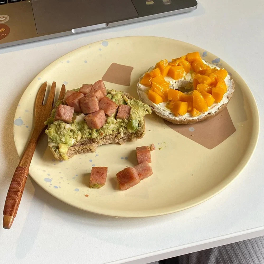 Afralia™ Nordic Style Bamboo Fiber Dining Plate for Desserts, Fruits, and Cakes