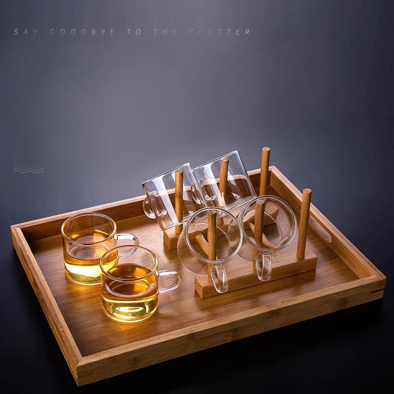 Afralia™ Glass Tea Cup Set | Thicken Heat Resistant Kung Fu Puer Tea Cups