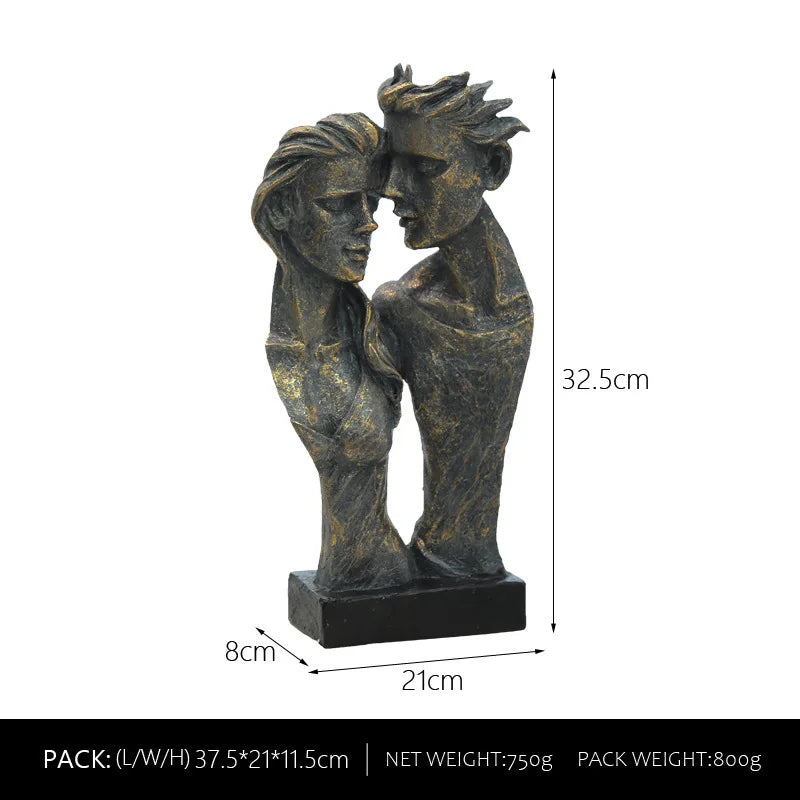 Afralia™ Resin Couple Mask Figurines Retro Lover Home Decoration Objects