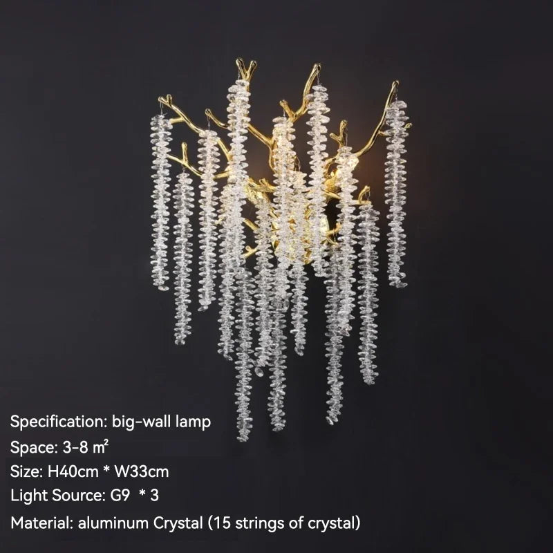 Afralia™ Luxury Gold Wall Sconce Crystal Decor LED Wall Light