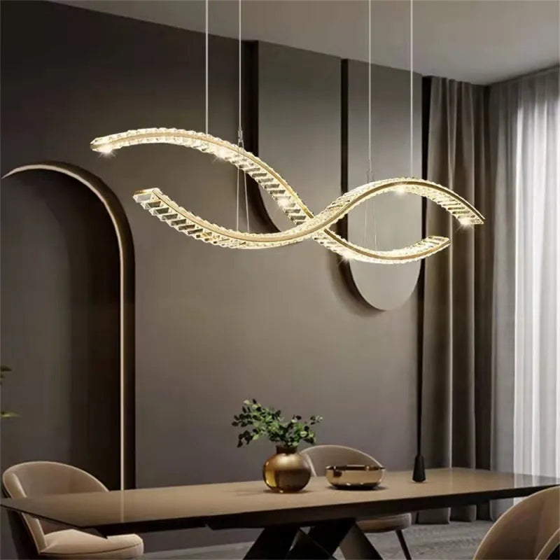 Afralia™ Crystal LED Pendant: Modern Minimalist Chandelier for Home Dining Living Room Decor