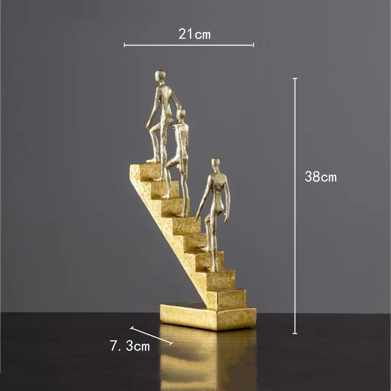 Afralia™ Golden Man Abstract Resin Figure Sculpture Staircase Decor