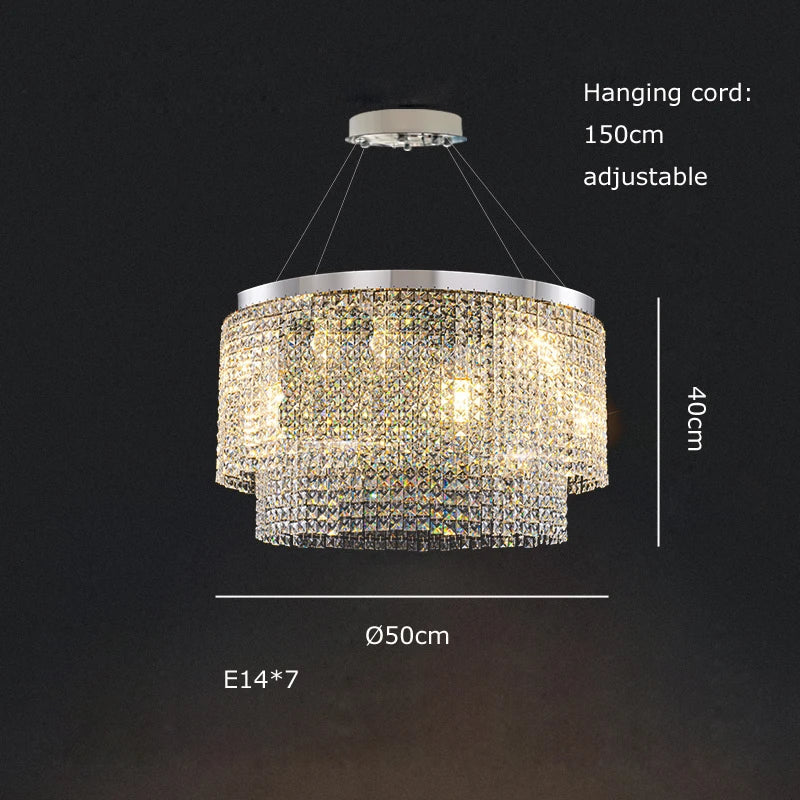 Afralia™ Crystal Tassel Golden Ceiling Chandelier for Dining Table