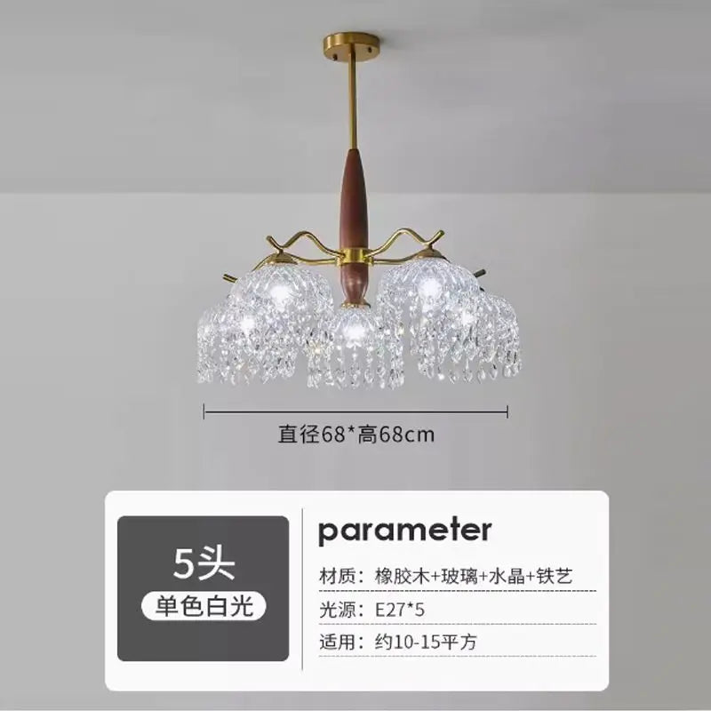 Afralia™ Retro Rose Glass Chandelier Daily Lighting for Living Room & Bedroom