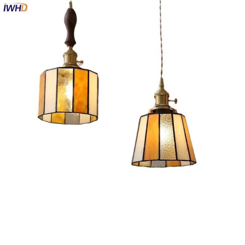 Afralia™ Copper Knob Switch LED Pendant Lamp, Adjustable Glass Dining Room Lighting