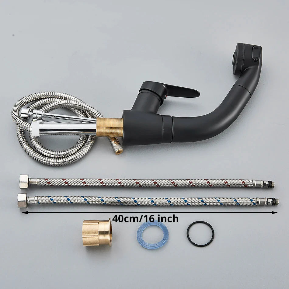 Afralia™ Pull Out Sprayer Basin Faucet Dual Modes Nozzle Bathroom Sink Mixer Taps