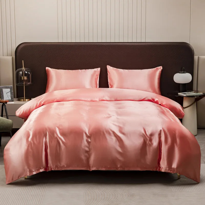 Afralia™ Ice Rayon Duvet Cover and Pillowcase Set: Smooth Comfort in Single & Double Sizes