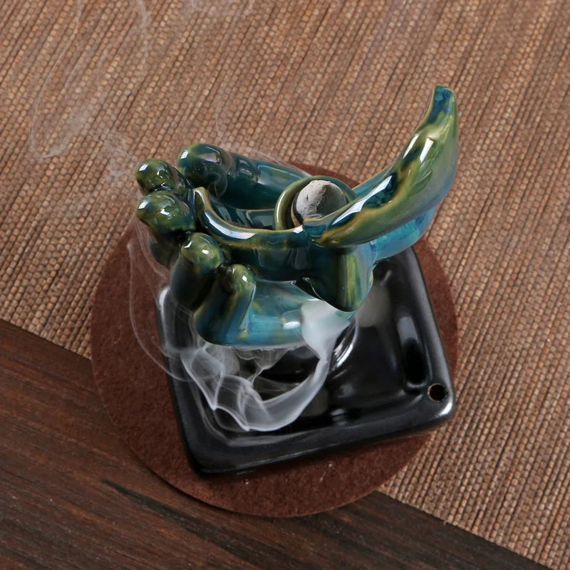 Afralia™ Ceramic Incense Holder Abstract Cone Burner for Home Meditation and Decor