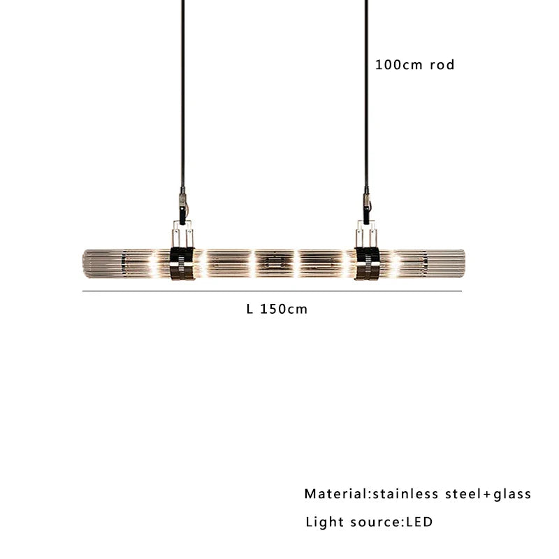 Afralia™ Stainless Steel Glass Ceiling Chandelier for Dining Table Elegant Home Decor