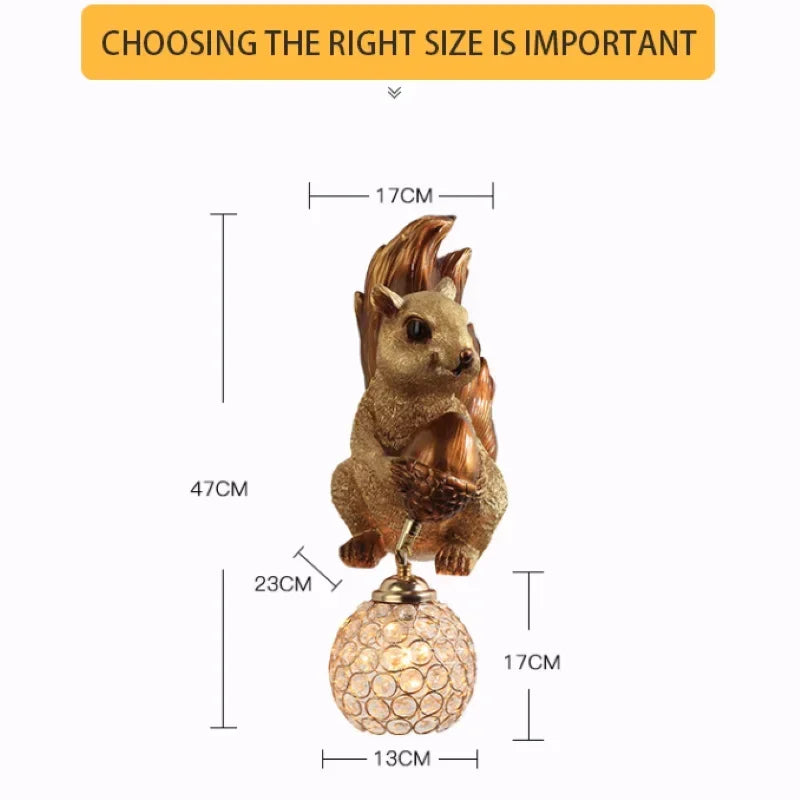 Afralia™ Cute Squirrel Resin LED Wall Lamps for Home Decor and Lighting