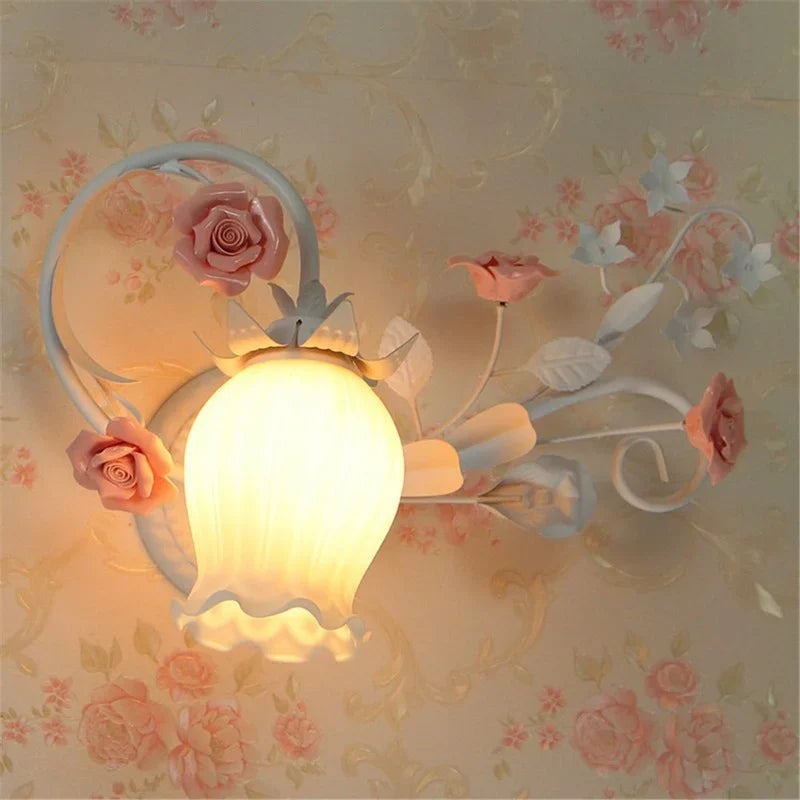 Afralia™ Floral Wall Lamp: European Pastoral Style, Princess Girl's Bedroom Décor.
