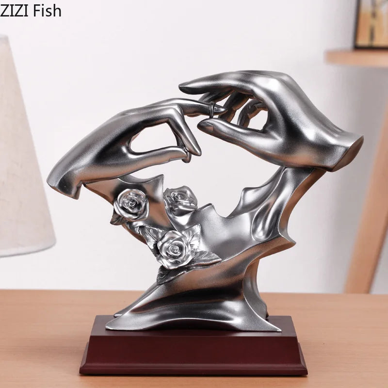 Afralia™ Couples Rings Statue Desk Decoration Resin Crafts Room Decor