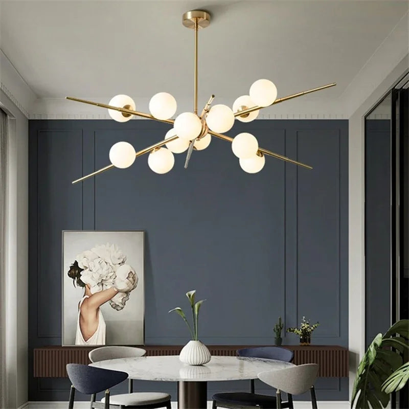 Afralia™ LED Glass Ball Pendant Light: Modern Nordic Chandelier for Living Room, Dining Room, and Cafe