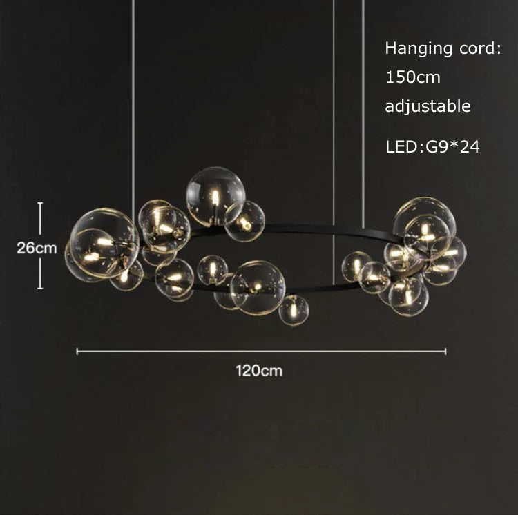 Afralia™ Black Postmodern Bubble Glass Chandelier with Multi Clear Balls