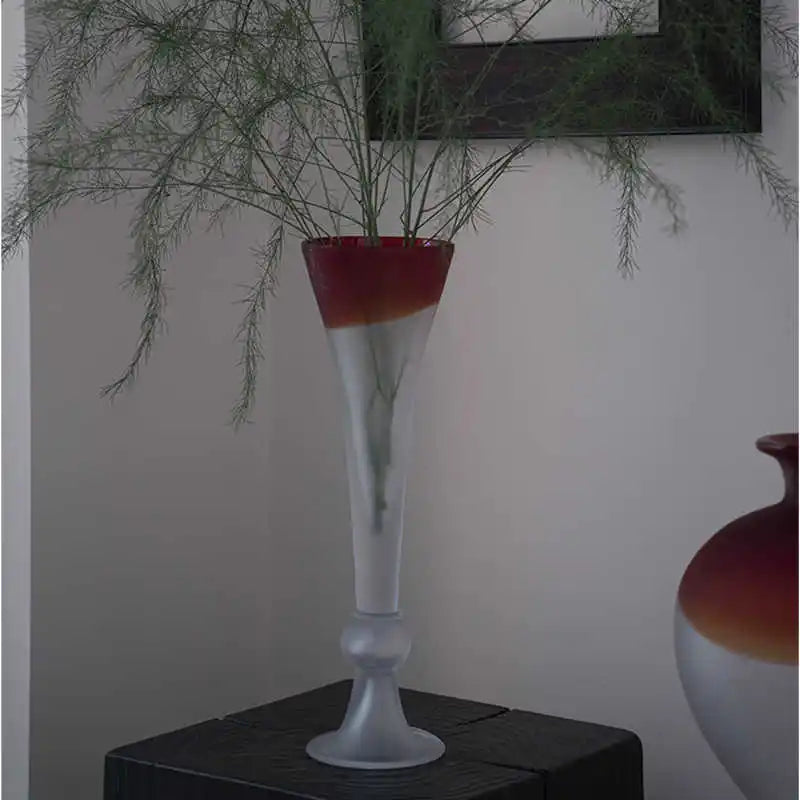 Afralia™ Red Gradient Gourd Glass Vase for Floral Arrangements and Home Decor