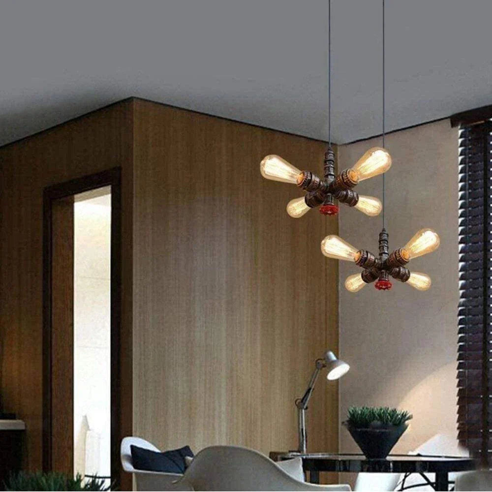 Afralia™ Industrial Water Pipe Ceiling Light Fixture for Living Room and Restaurant Decor