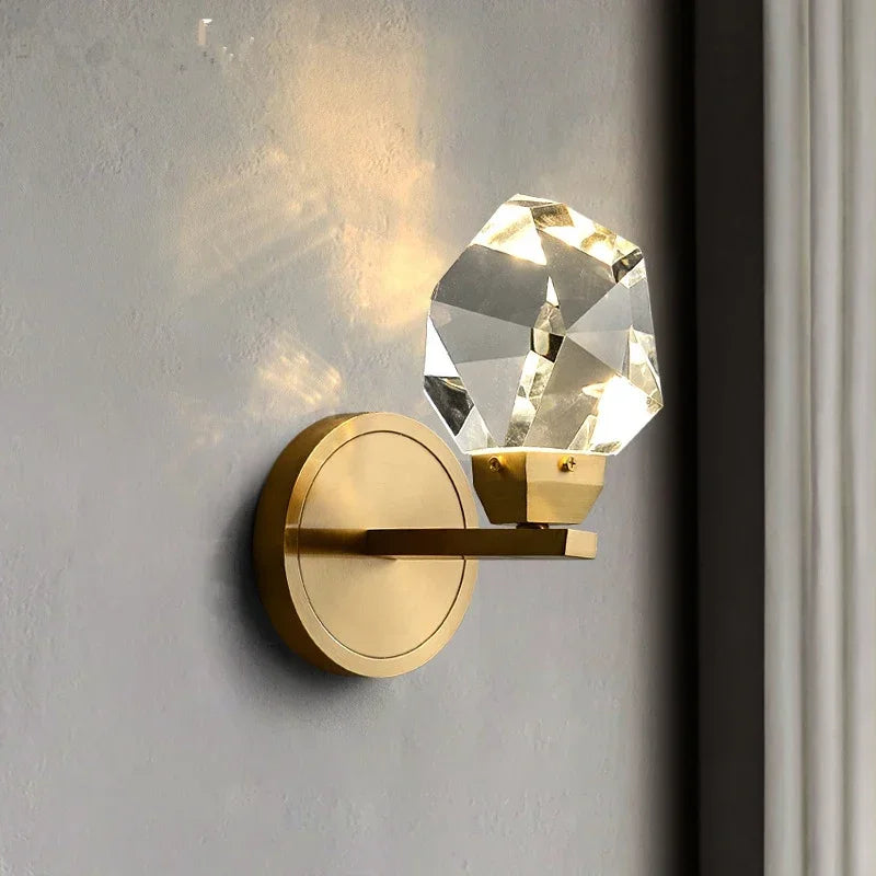 Afralia™ Crystal LED Copper Wall Sconce - Modern Luxury Wall Light Fixture