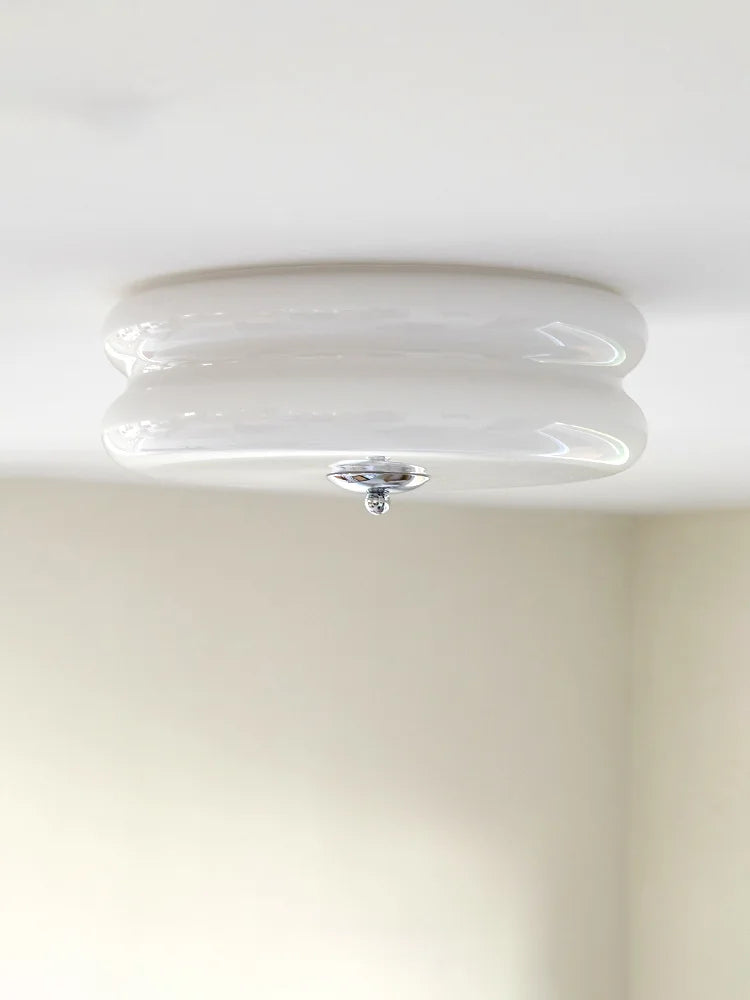 Afralia™ White Yellow Glass LED Ceiling Chandelier Modern Living Room Decor