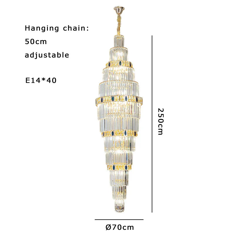 Afralia™ Nordic Modern Luxury Crystal Ceiling Chandelier for Foyer Hotel Stairwell Villa