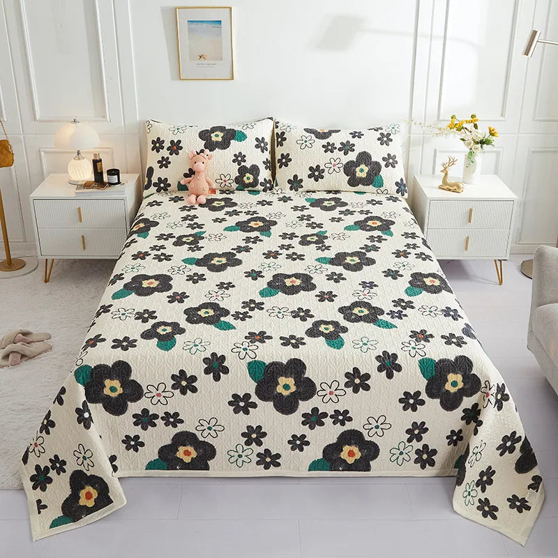 Afralia™ Cotton Double Bedspread Set with Floral Design for Healthy Home Bed Decor
