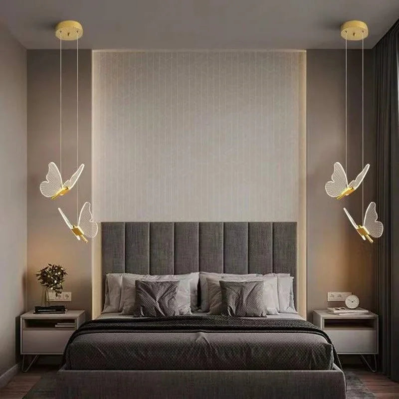 Afralia™ Butterfly Acrylic LED Chandelier for Bedroom & Home Decor