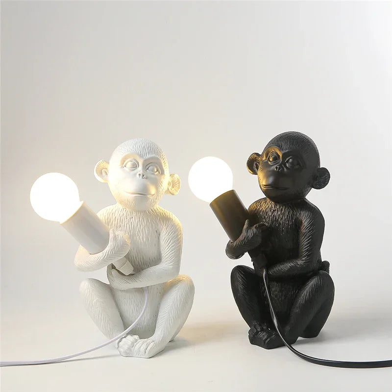 Afralia™ Monkey Resin Desk Lamp: Nordic Animal Decor for Bedroom, Children's Room, or Office