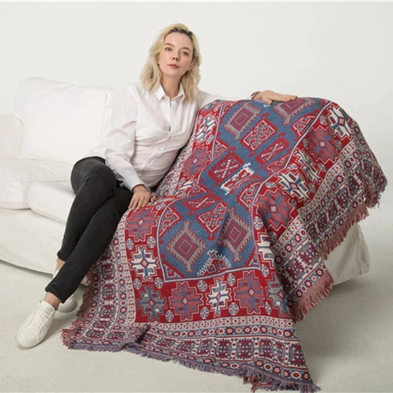 Afralia™ Mystical Ethnic Pattern Woven Throw Blanket