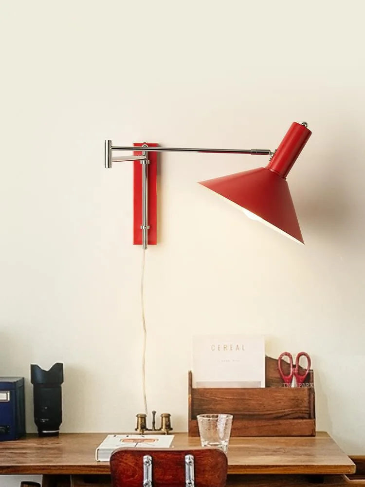 Afralia™ Vintage Rotatable Bedside Wall Lamp, American Retro Folding Reading Light