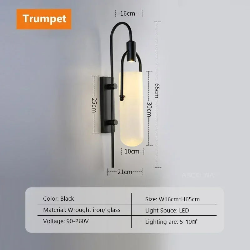 Afralia™ Glass Shade LED Wall Lamp for Living Room, Bedroom, Aisle, Stairs