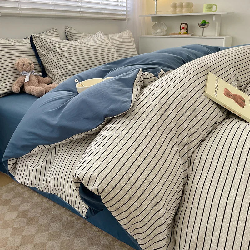 Afralia™ Plaid Queen Size 4Pcs Duvet Cover Set: Skin-Friendly Bedding for King, Single, Double Bed